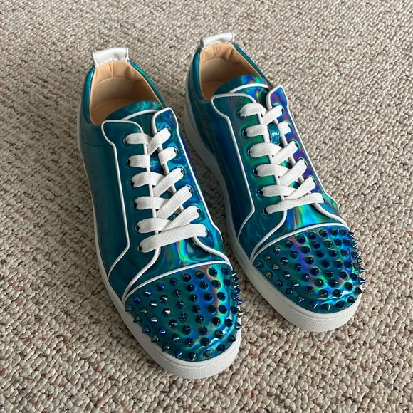 Christian Louboutin Other - CHRISTIAN LOUBOUTIN men's metallic blue with spikes trainers size 44/44.5